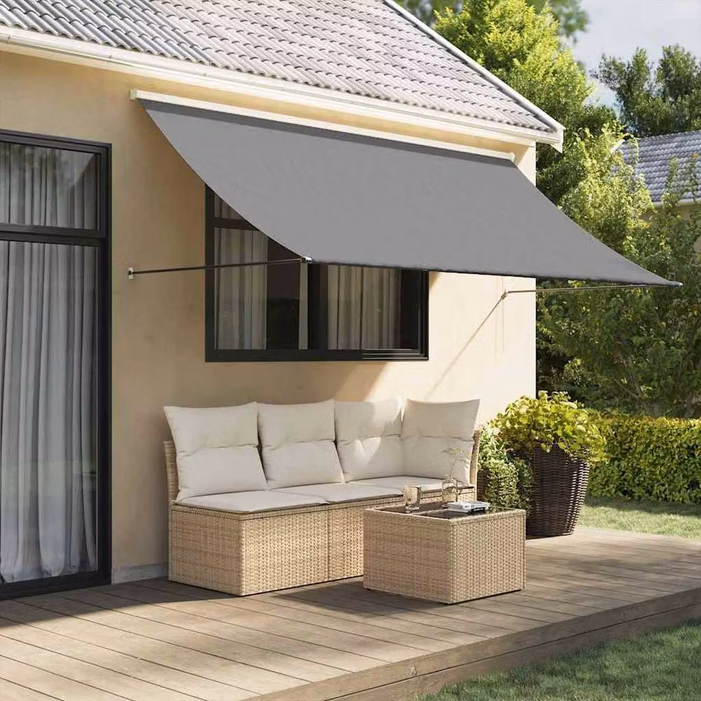 Berkfield Home Retractable Folding Arm Awning in Anthracite Grey, W/D/H: 300 x 150 x 150 cm – 2
