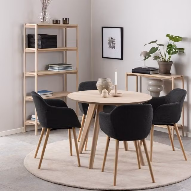 Furniture To Go Townsville Round Dining Table in White and Oak, Diameter: 100 cm