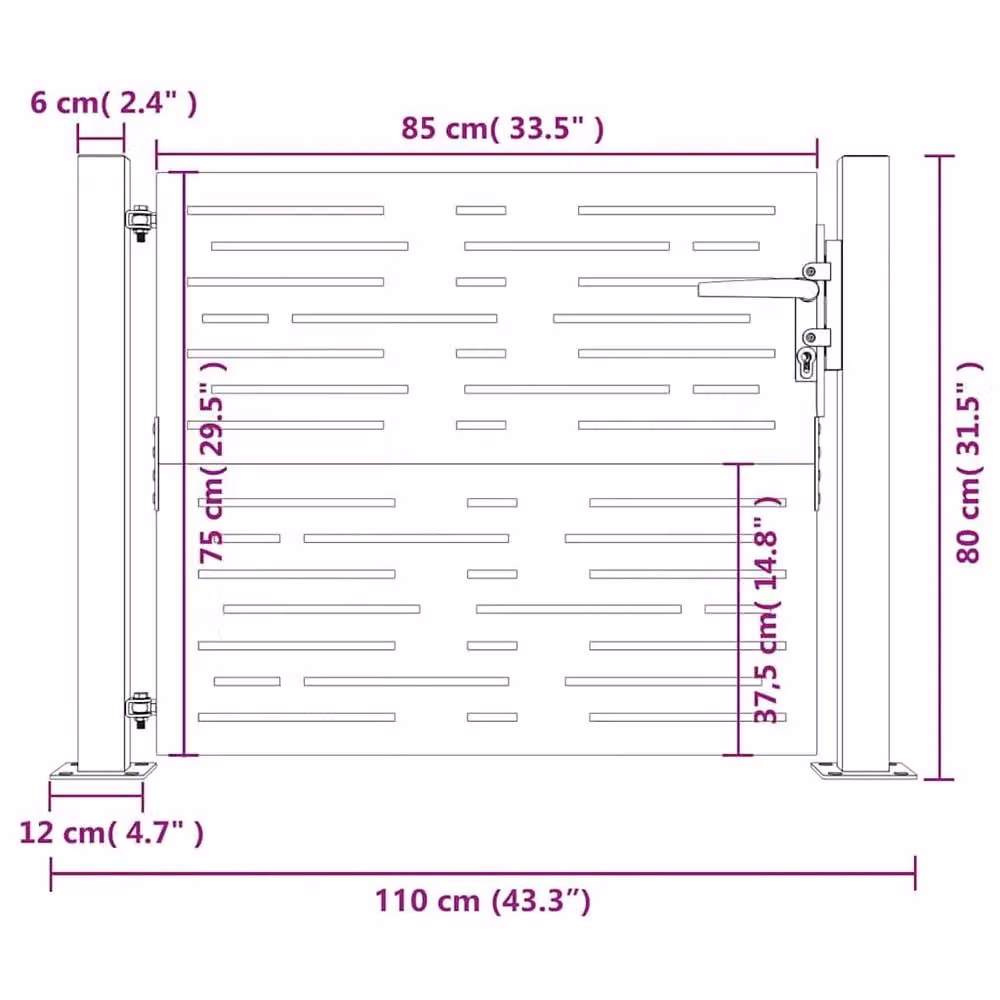 Berkfield Home Beautiful Garden Gate, Corten Steel Square Design, Brown, W: 105 cm, H: 80 cm – 6