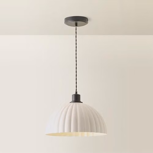 ValueLights Bourton Vintage Dome Pendant Ceiling Light in Black and Gold/Brass