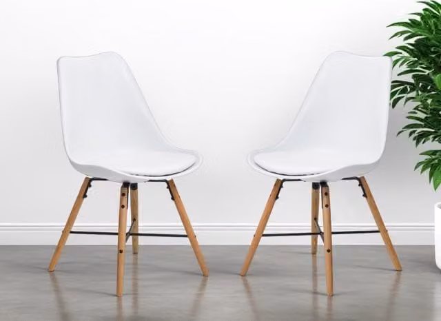 Julian Bowen Kari Set of 2 White and Oak Industrial Dining Chairs