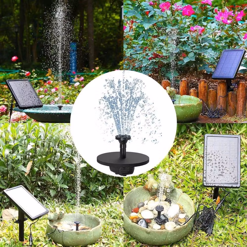 FLAVORA 5W Solar Powered Water Pump Fountain for Gardens and Pools, Black, W: 100 cm, D: 15 cm, H: 15 cm – 4
