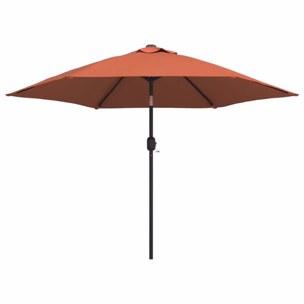 Berkfield Home Outdoor Parasol with LED Lights and Steel Pole, Brown Terracotta, 300 cm – 2