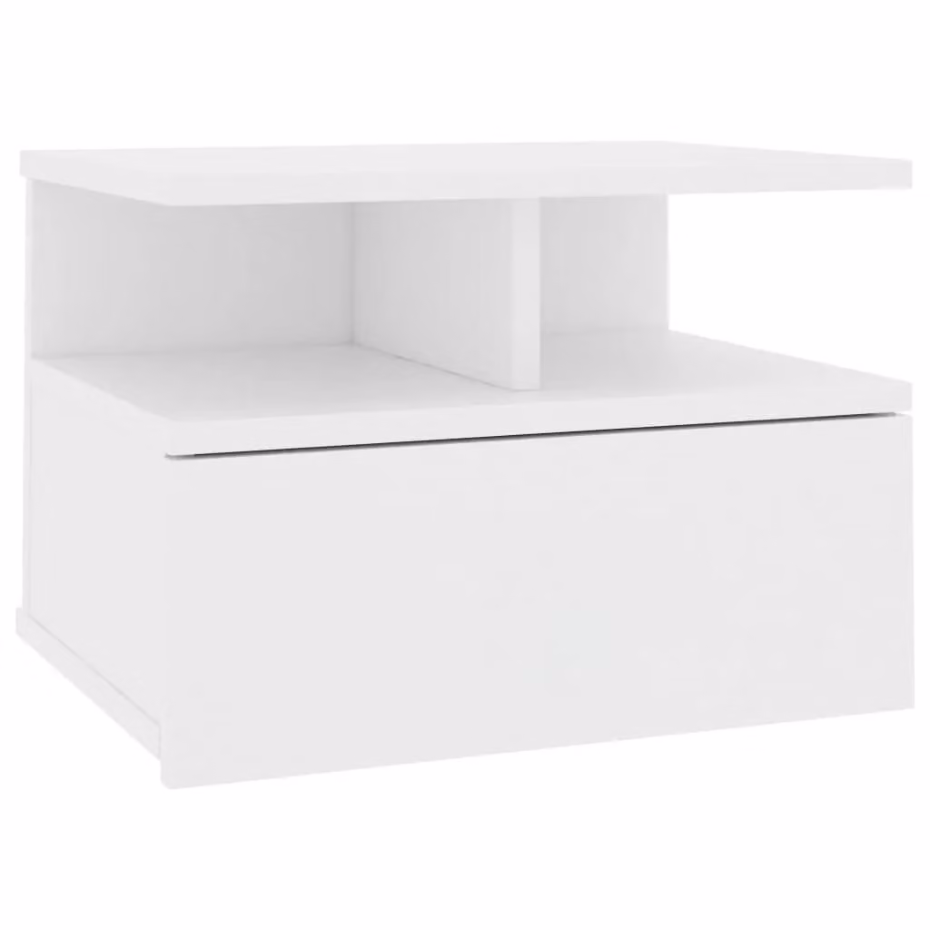 Berkfield Home White Floating Nightstand in Engineered Wood, W: 40 cm, D: 31 cm, H: 27 cm – 2