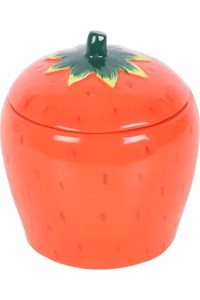 KDMD Strawberry Shaped Ceramic Candle Jar in Red – 2