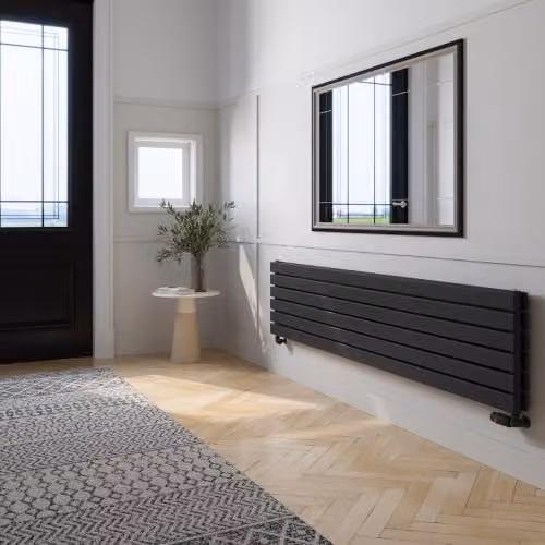 UK Radiators Typhoon Axis Black Horizontal Designer Double Panel Steel Radiator W: 1800 mm, H: 40.8 cm – 3