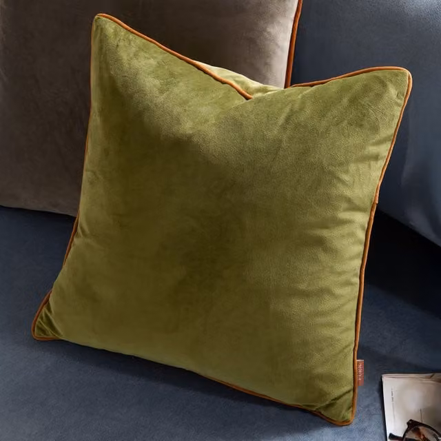 Furn Meridian Green Velvet Square Cushion, W/D/H: 45 x 45 x 45 cm