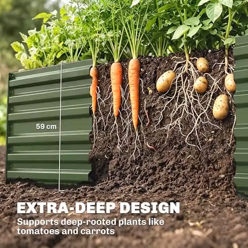 Outsunny Galvanised Steel Raised Bed for Vegetable and Ornamental Gardens, Green, W/D/H: 180 x 90 x 59 cm – 3