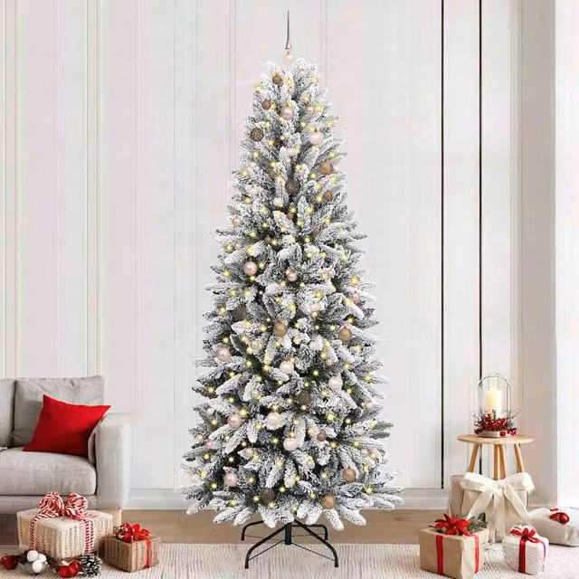 Berkfield Home Green Artificial Christmas Tree with 300 White LEDs, W/D/H: 93 x 93 x 240 cm – 1