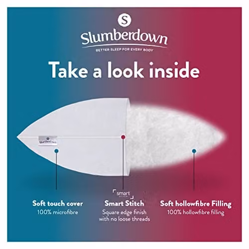 Slumberdown Made For You Two Pillows 2 Pack, White, W: 48 cm, D: 74 cm – 3