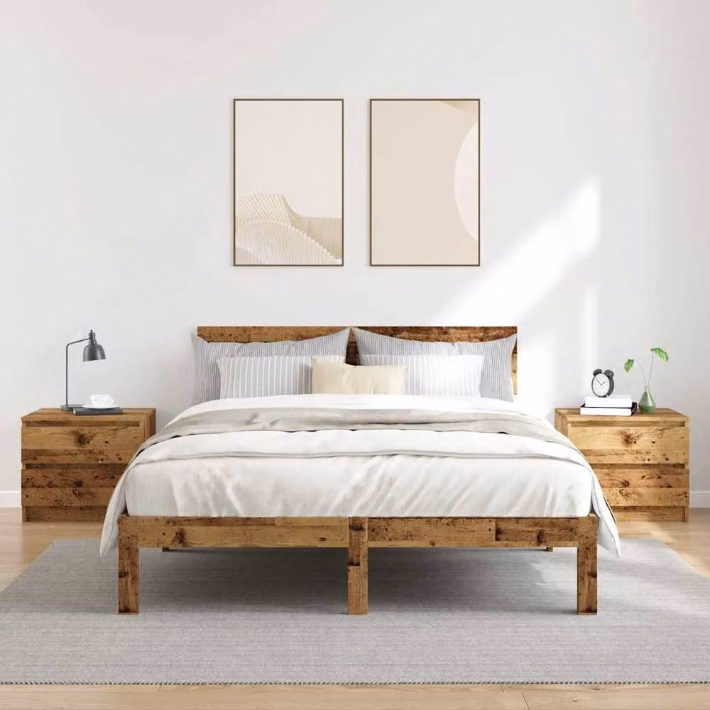 Berkfield Home Set of 2 Bedside Cabinets in Old Wood Brown, W/D/H: 50 x 40 x 43.5 cm – 3