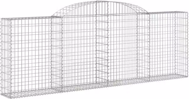 Berkfield Home Decorative Arched Gabion Baskets, 3 Piece Set, Silver Galvanised Steel, W/D/H: 300 x 30 x 100/120 cm – 1