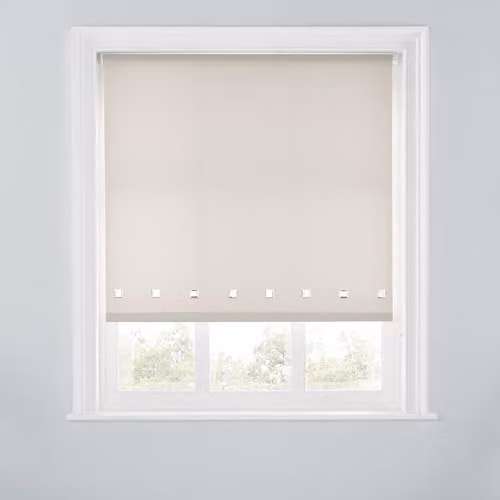 A.Unique Home Trimmable Square Eyelet Roller Blind in Beige, W: 90 cm, H: 170 cm