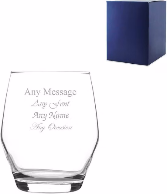 Uniqueful Personalised Engraved Ella Whisky Tumbler Glass, 370ml, Clear – 1