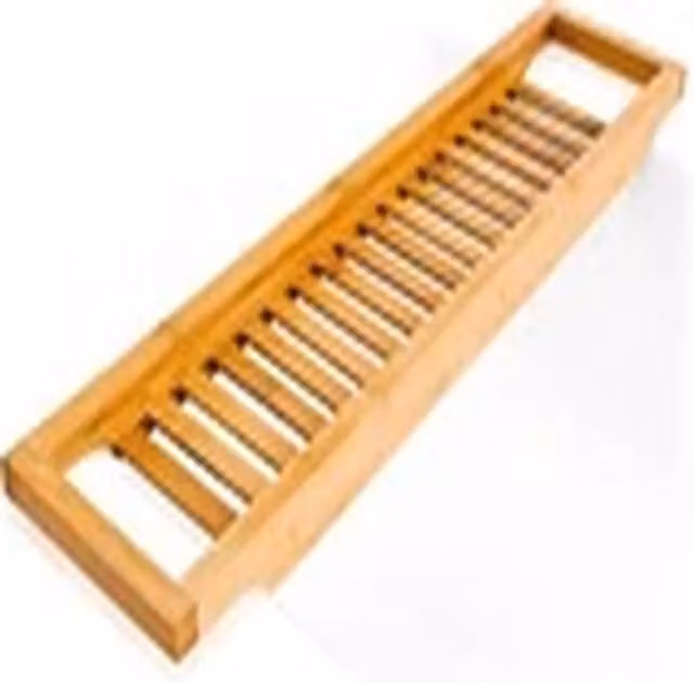 EONLION Natural Bamboo Bathtub Caddy Tray Organizer in Brown – 1