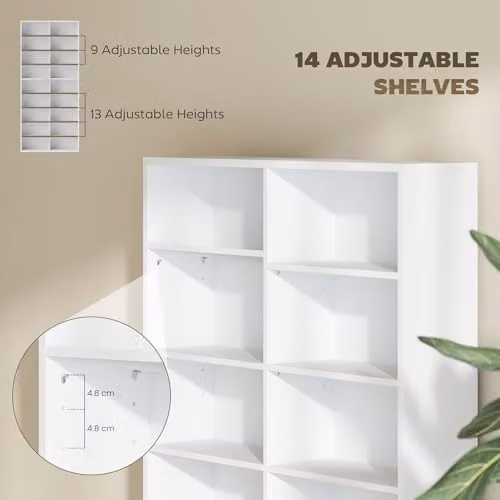 HOMCOM White Media Storage Unit with 18 Compartments and Adjustable Shelves – 4