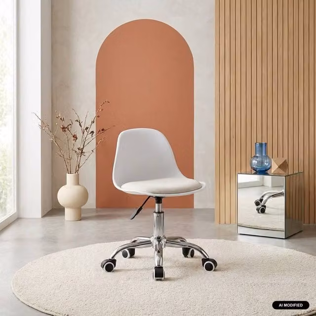 sweeek Adjustable Children's Office Task Chair with Castors and Chrome Base in White – 1