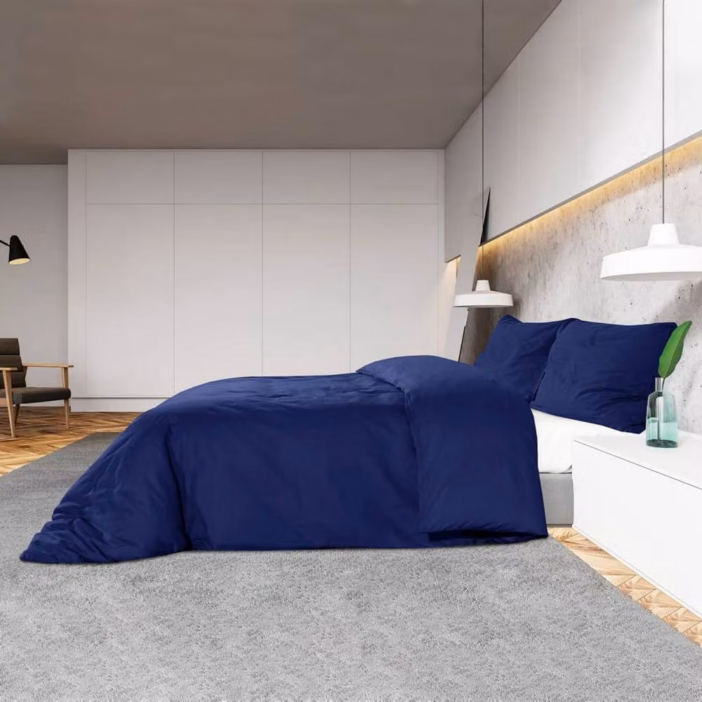 Berkfield Home Elegant Cotton Duvet Cover and Pillowcase Set in Blue, W/D/H: 260 x 220 cm – 3