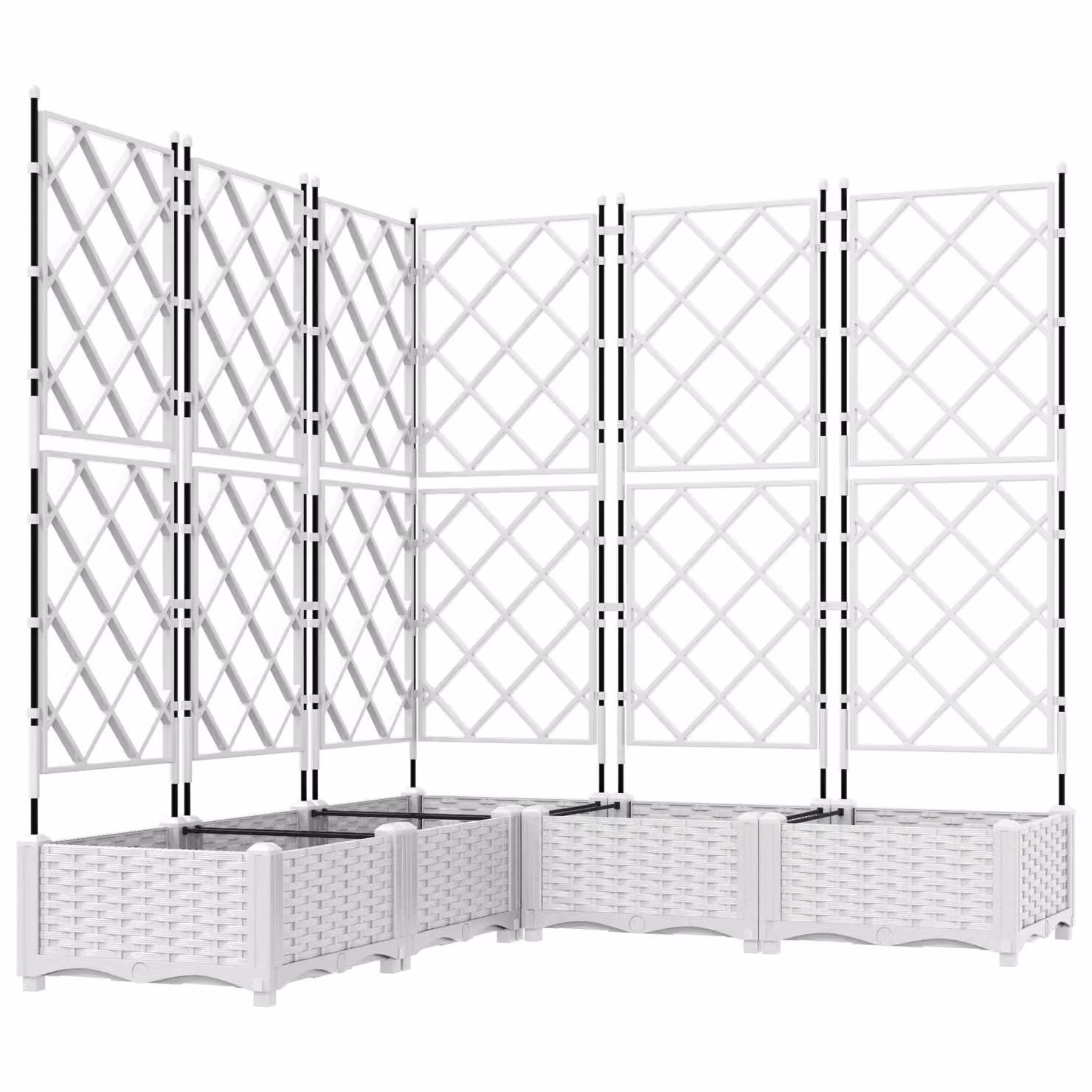 Berkfield Home Garden Planter with Trellis, 5 Piece Set, White, W/D/H: 120 x 120 x 125.5 cm – 2