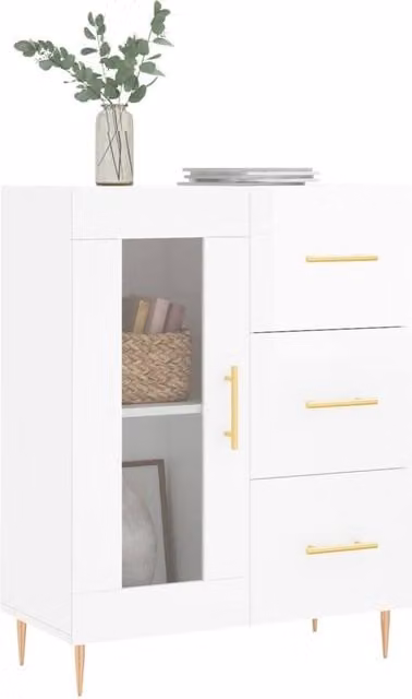 Berkfield Home Modern High Gloss White Sideboard, W/D/H: 69.5 x 34 x 90 cm – 1