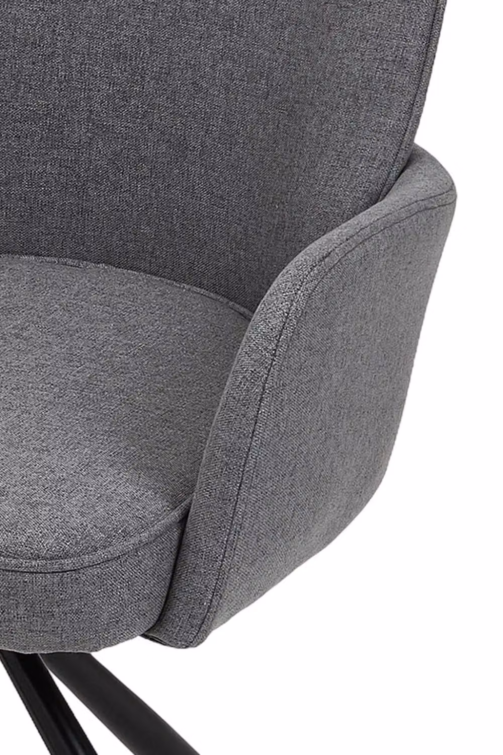 Living and Home Grey Linen Modern Swivel Tub Chair with Armrests and Black Legs – 4