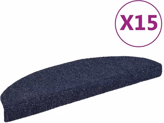 Berkfield Home 15 Piece Self-Adhesive Needle Punch Stair Mats, Blue, W/D/H: 65 x 21 x 4 cm