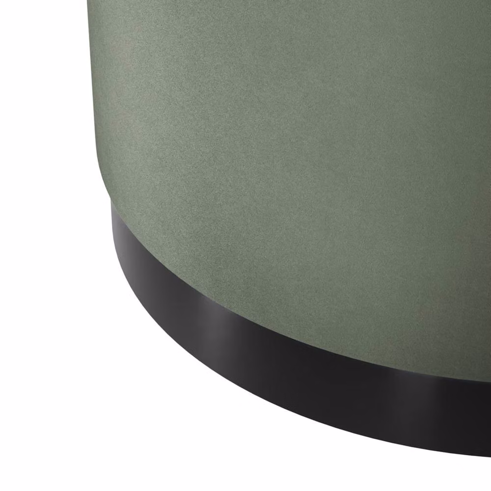 Wyld Haus Kalua Large Round Velvet Stool in Sage Green with Matt Black Base – 3