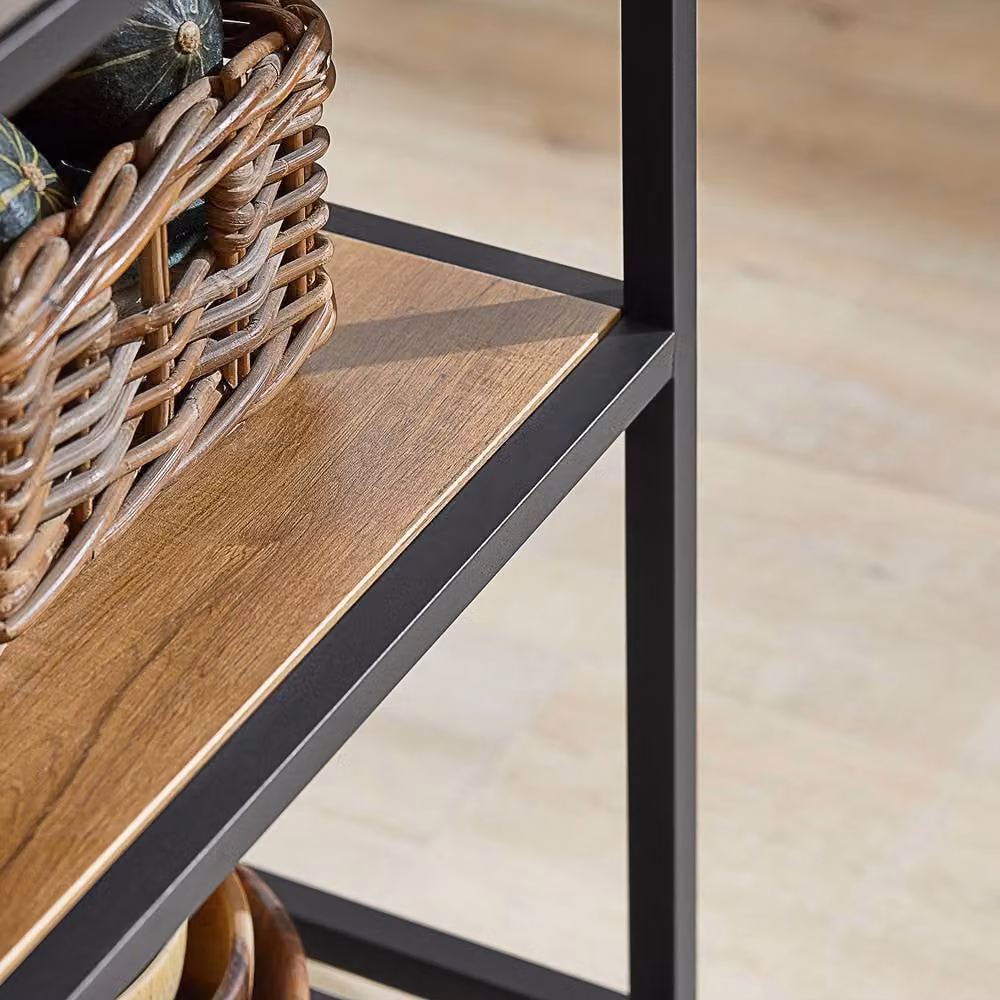SoBuy Industrial Kitchen Trolley with 2 Drawers and 3 Shelves in Brown and Black – 5