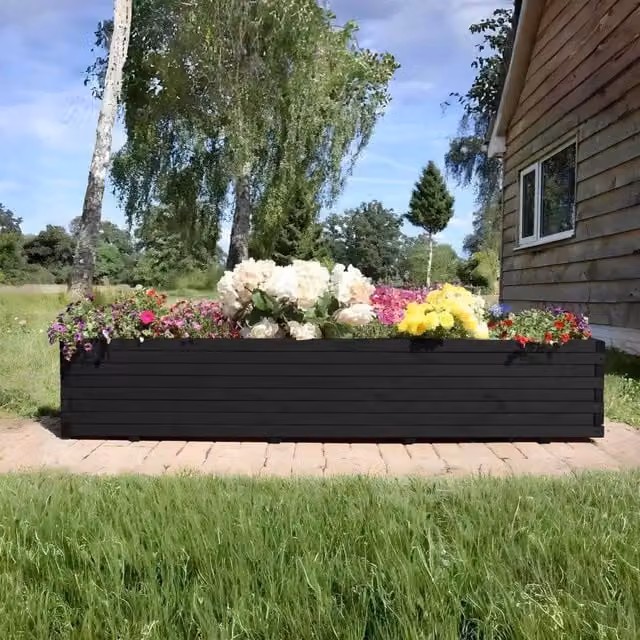 Access Garden Products Pine Raised Trough Planter in Black, W: 140 cm, D: 40 cm, H: 40 cm – 1