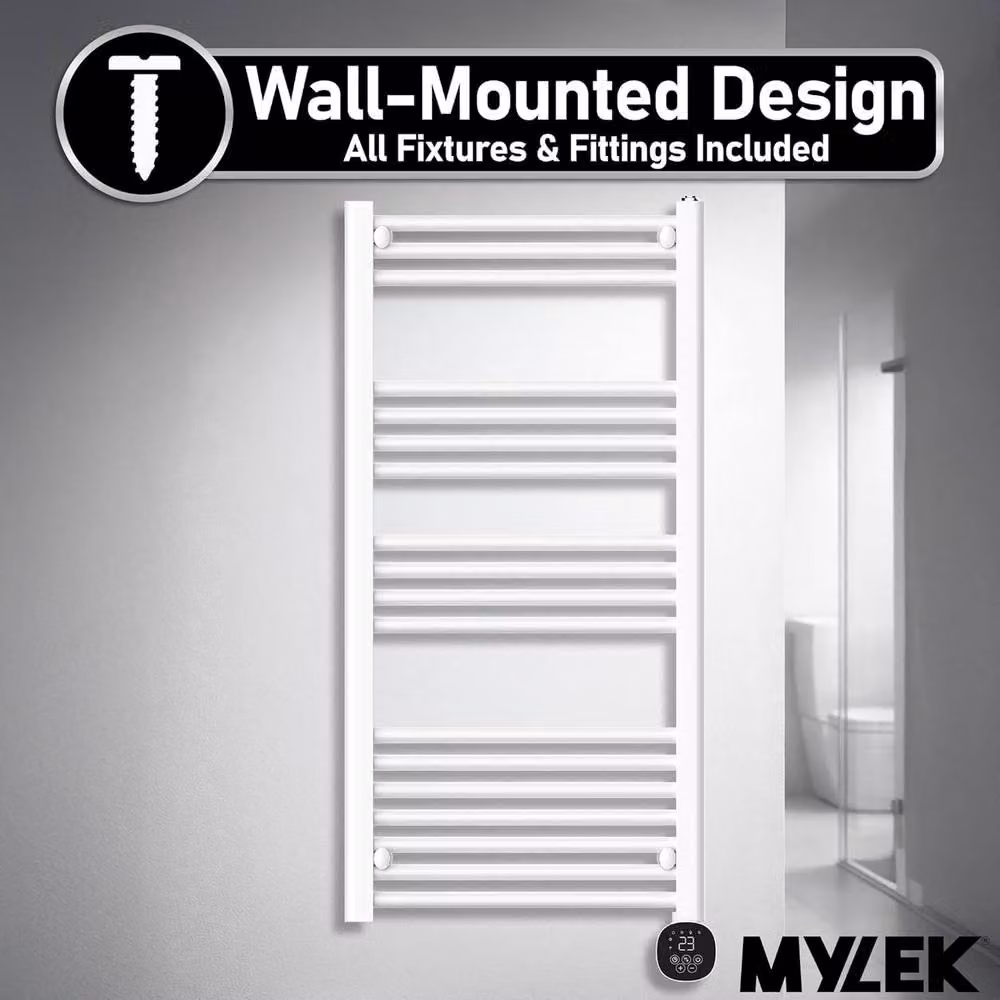 MYLEK Smart WiFi Towel Rail Radiator with App Control, White, 700W – 4