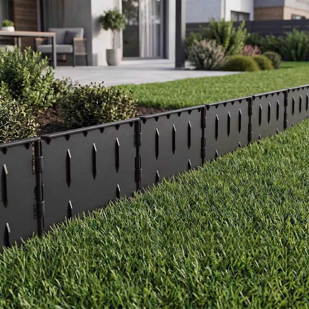 Lambu Flexible Modular Black Plastic Lawn and Garden Edging Border, 178pc – 8