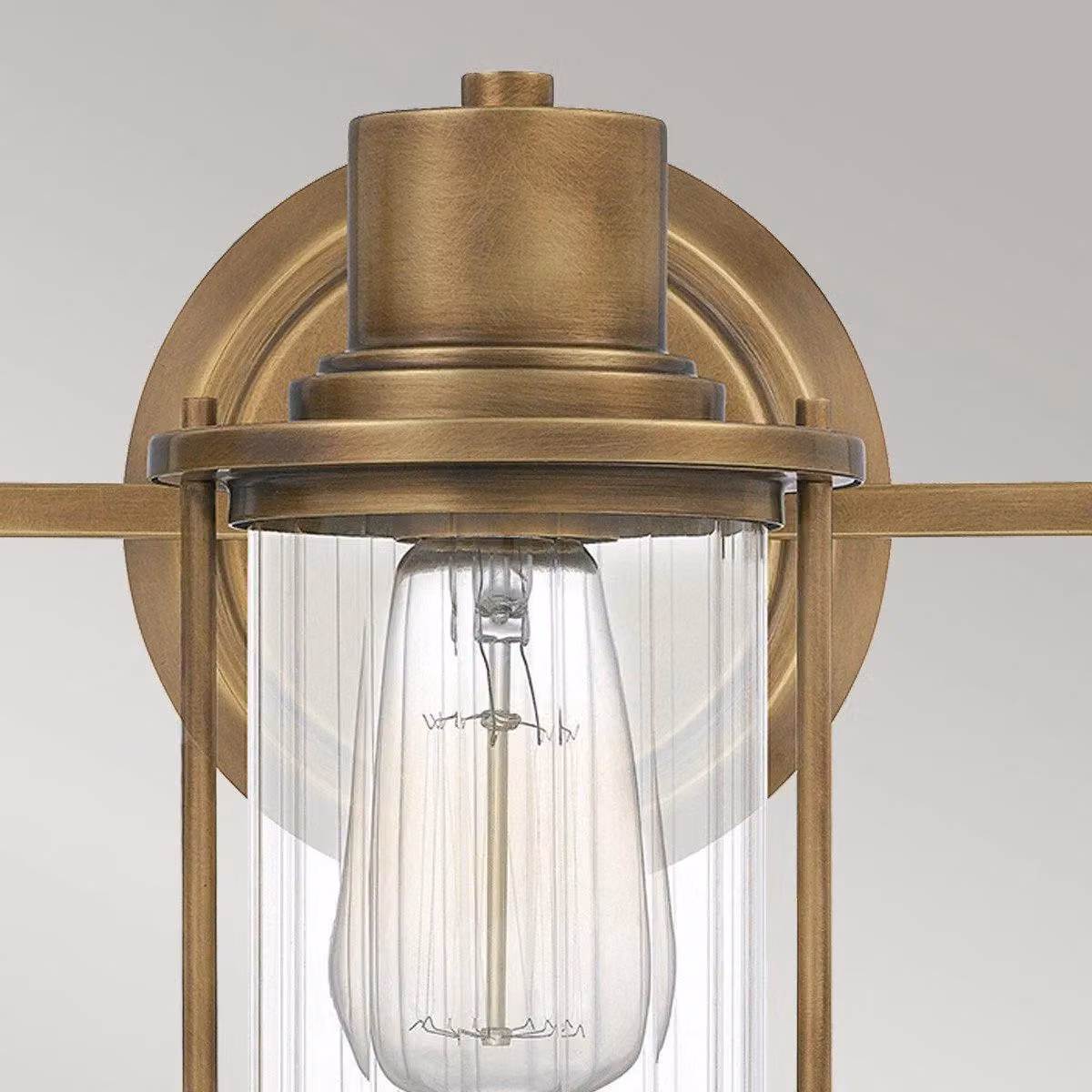 Quoizel Riggs IP44 Wall Lamp in Weathered Brass and Yellow Glass – 2