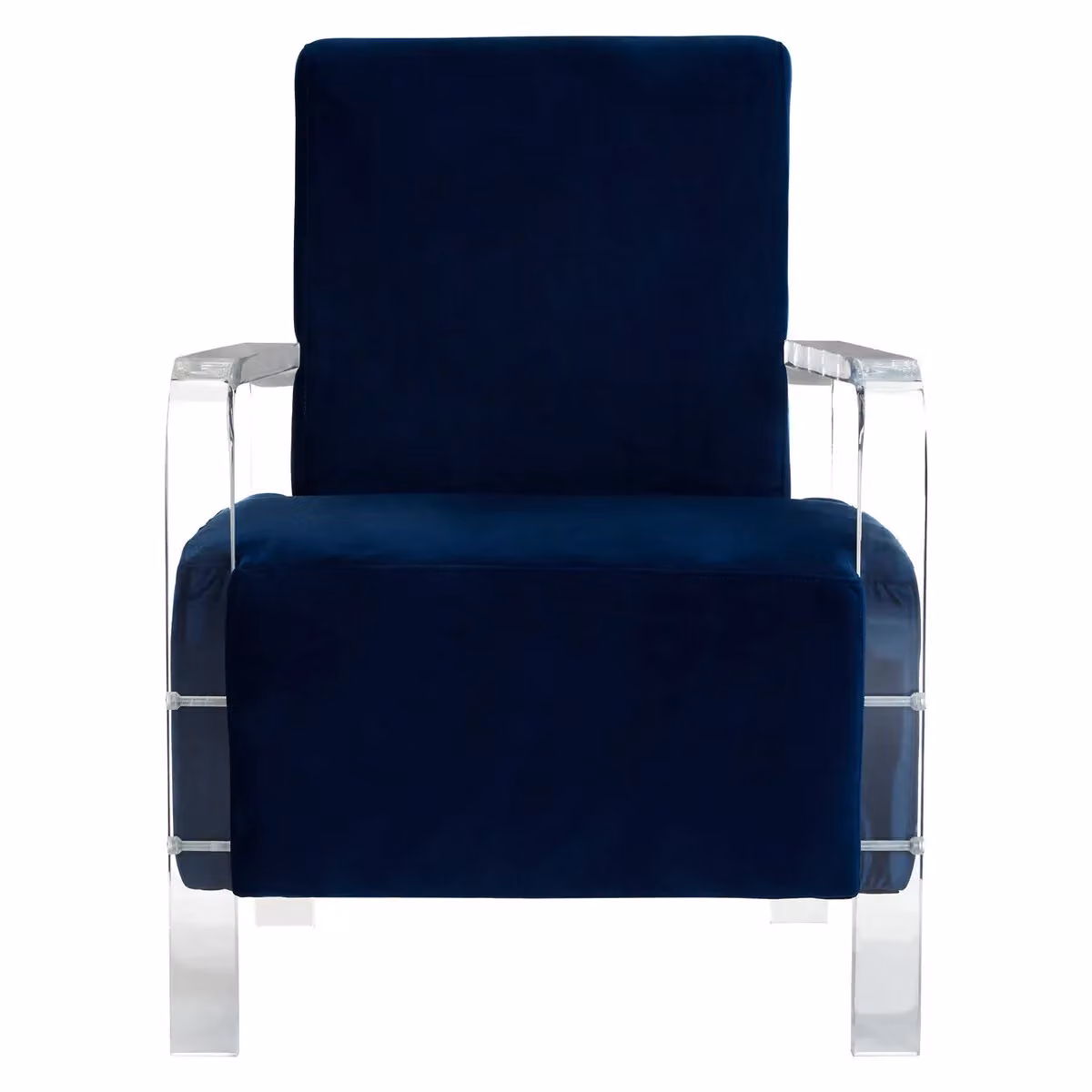 Orsina Blue Velvet Armchair with Minimalist Transparent Acrylic Legs – 2
