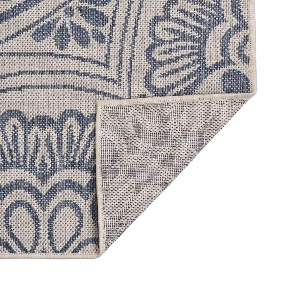 Berkfield Home Blue Patterned Outdoor Flatweave Rug, UV Resistant Polypropylene, W: 80 cm x L: 250 cm – 2
