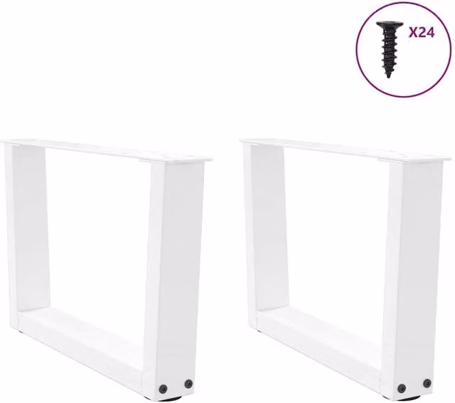 Berkfield Home Modern V-Shape Dining Table Legs, 2 Pieces, White Steel