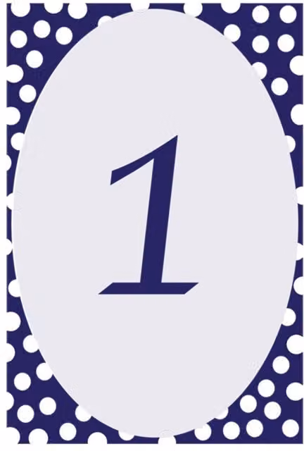 KDMD Navy Blue Polka Dot Laminated Table Numbers, 72 Cards