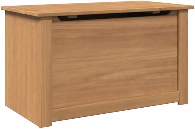Berkfield Home Panama Storage Chest with Lid in Brown Solid Pine Wood, W/D/H: 79 x 42 x 46 cm