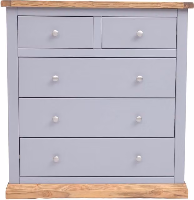Cabinet Bits Biccari 5 Drawer Chest of Drawers in Grey with Chrome Knobs – 1