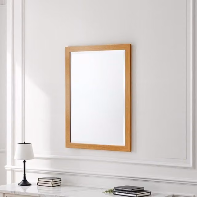 Yearn Slim Framed Bevelled Rectangular Wall Mirror, Brown, W: 70 cm, H: 55 cm