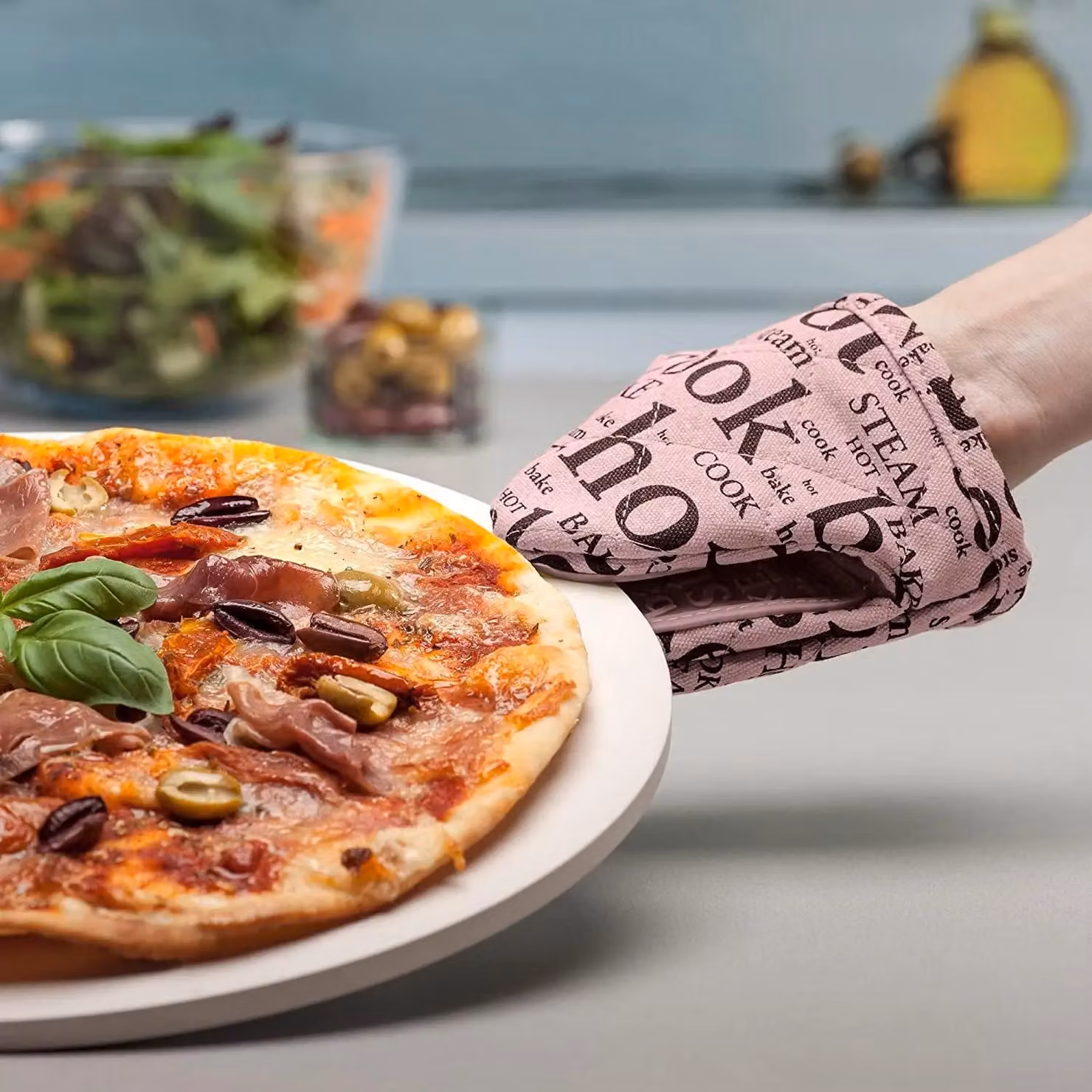 Zeal Silicone Mini Oven Mitt and Pot Holder with Hot Print Design in Rose Pink – 2