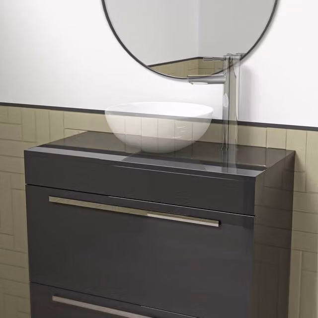 Nes Home Anthracite Moisture Resistant Vanity Cabinet Worktop in Dark Grey W: 900 mm, D: 800 mm