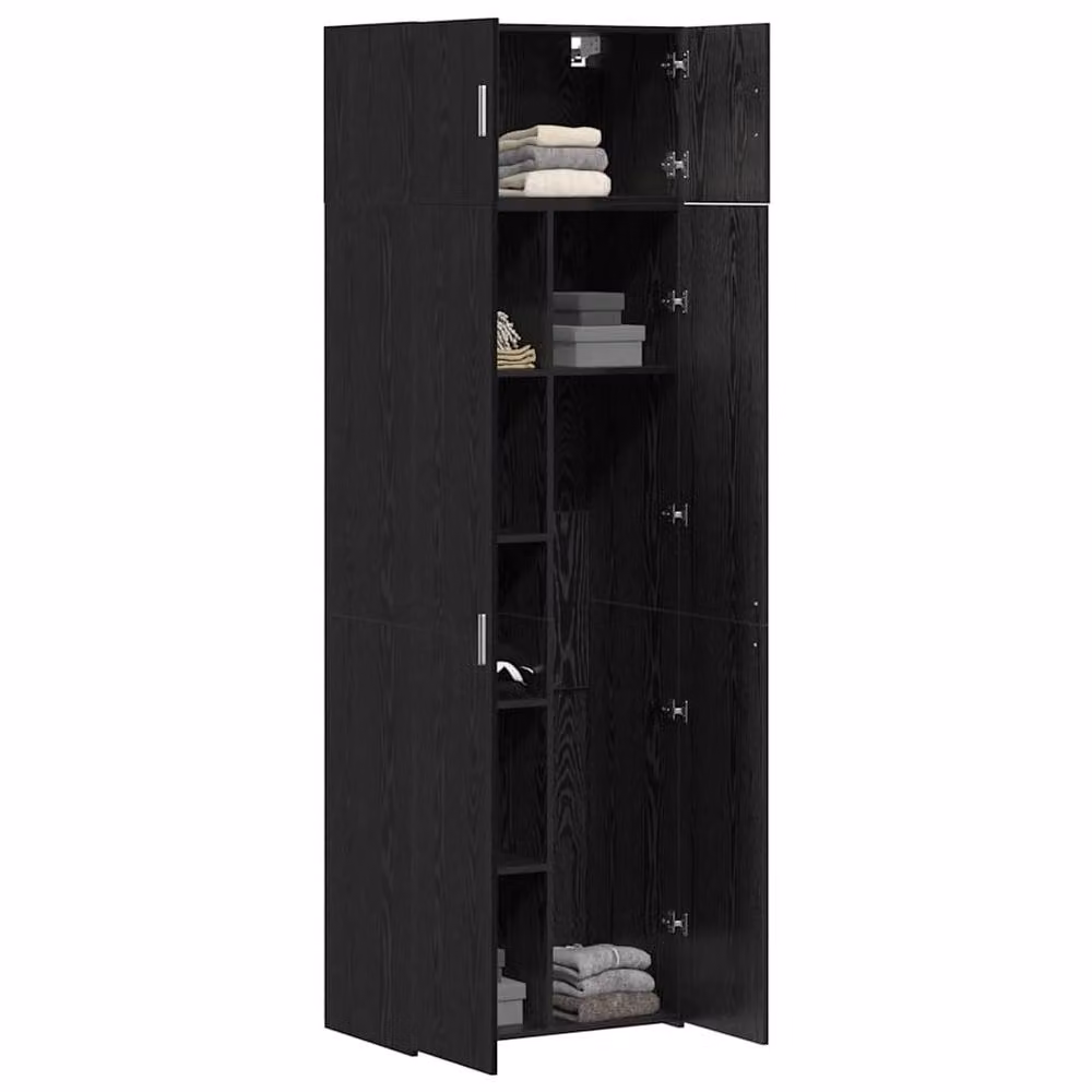 Berkfield Home Black Oak Storage Cabinet with Hinged Doors and Internal Shelves, W: 70 cm, D: 42.5 cm, H: 225 cm – 2