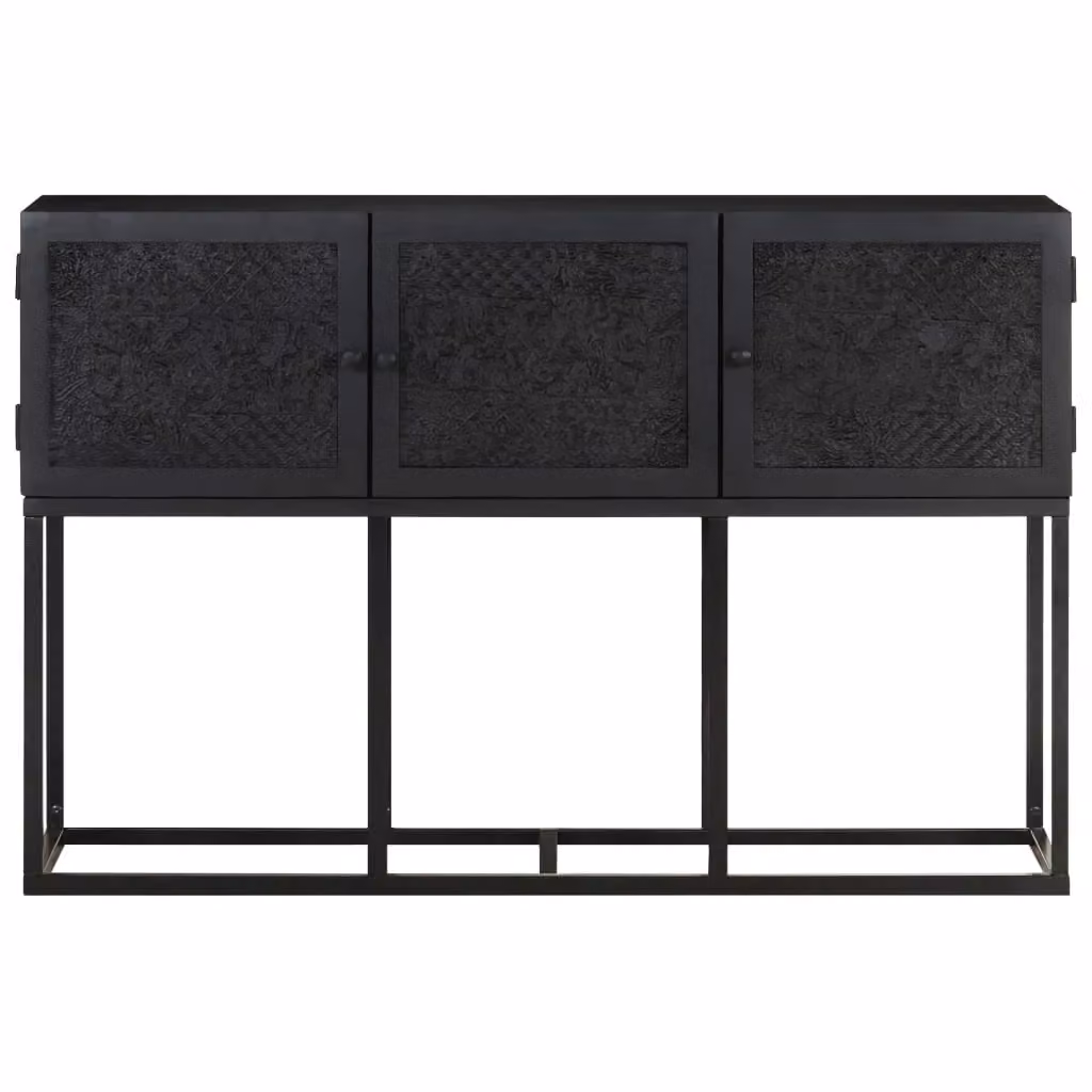 Berkfield Home Solid Mango Wood Sideboard in Black, W/D/H: 115 x 30 x 76 cm – 2