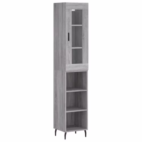 vidaXL Modern Grey Highboard in Engineered Wood W/D/H: 34.5 x 34 x 180 cm – 1