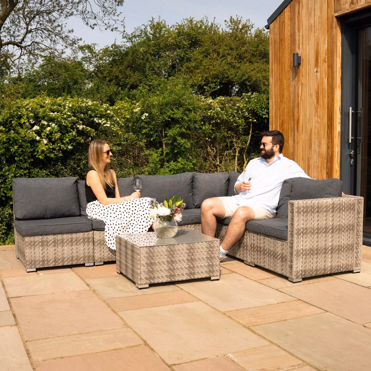 Monstershop Rattan Modular 7 Piece Furniture Set in Grey – 3