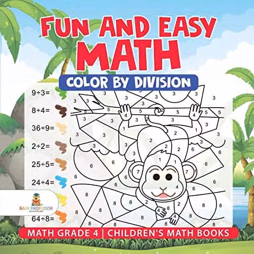 Baby Professor Color by Division Math Grade 4 Childrens Book, Multicolour