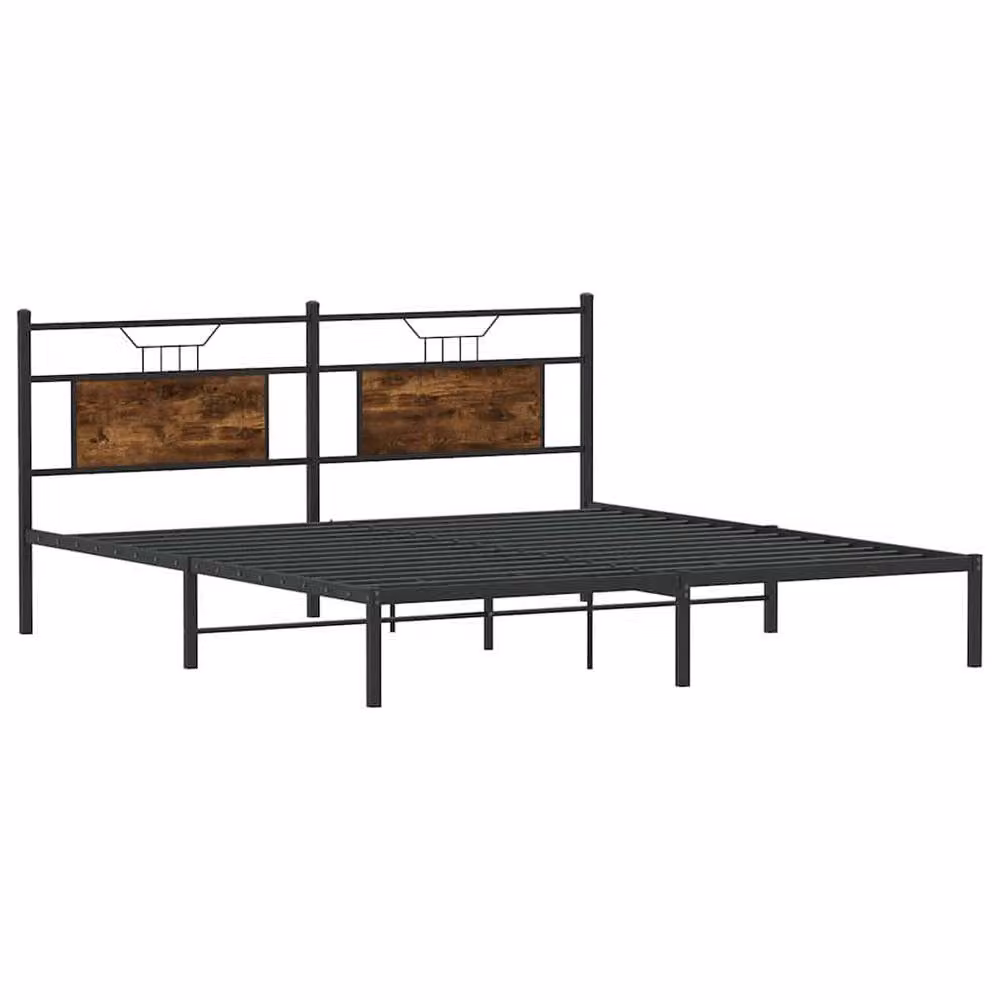 Berkfield Home Smoked Oak Bed Frame in Brown, W/D/H: 160 x 200 x 30 cm – 3