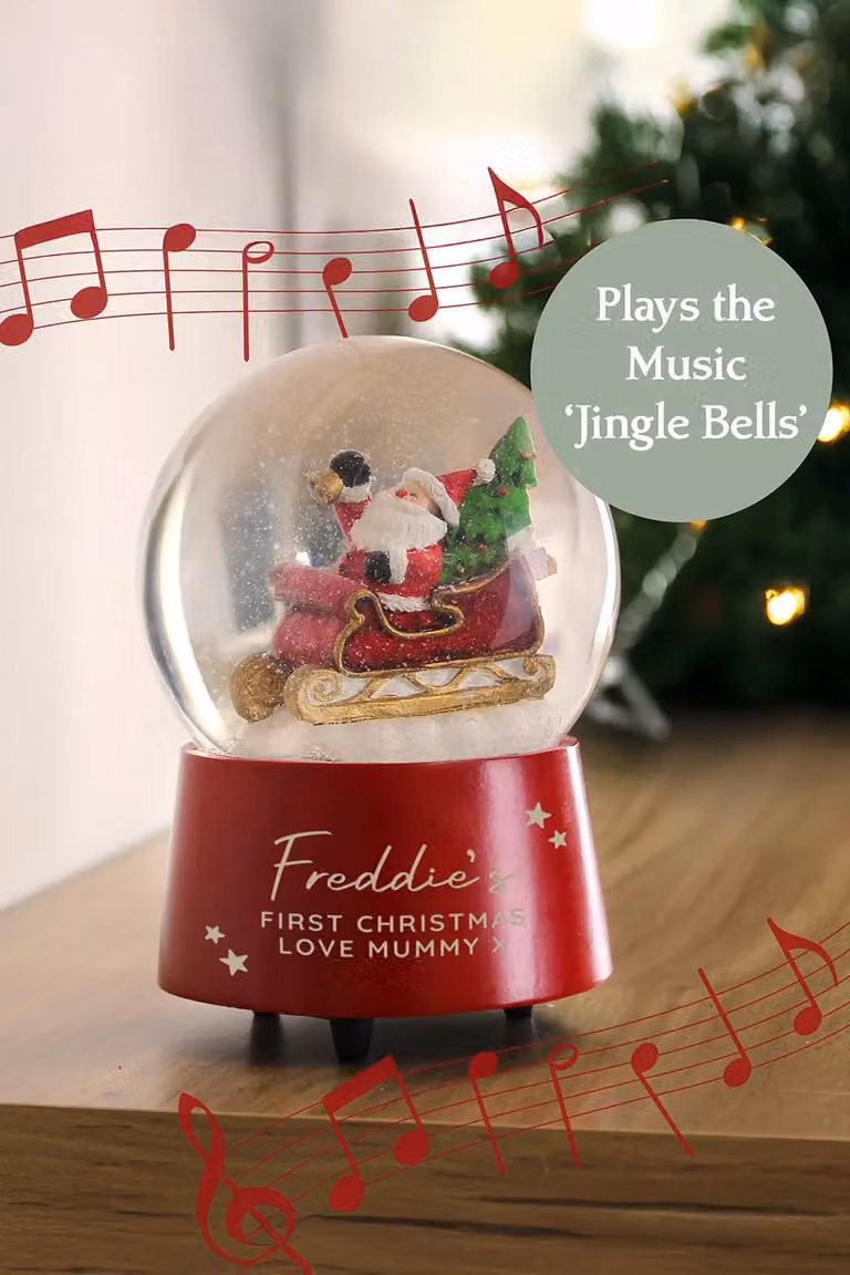 Personalised Memento Company Personalised Musical Santa Christmas Glitter Globe in Red