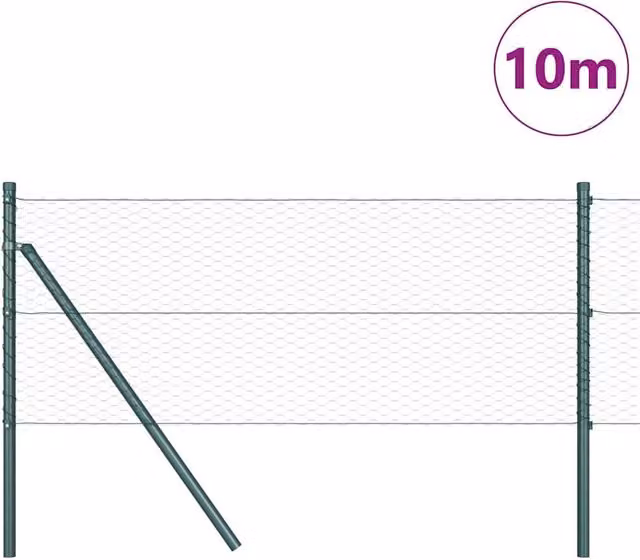 Berkfield Home Green Steel Hexagon Fence, W: 0.6 m, L: 10 m