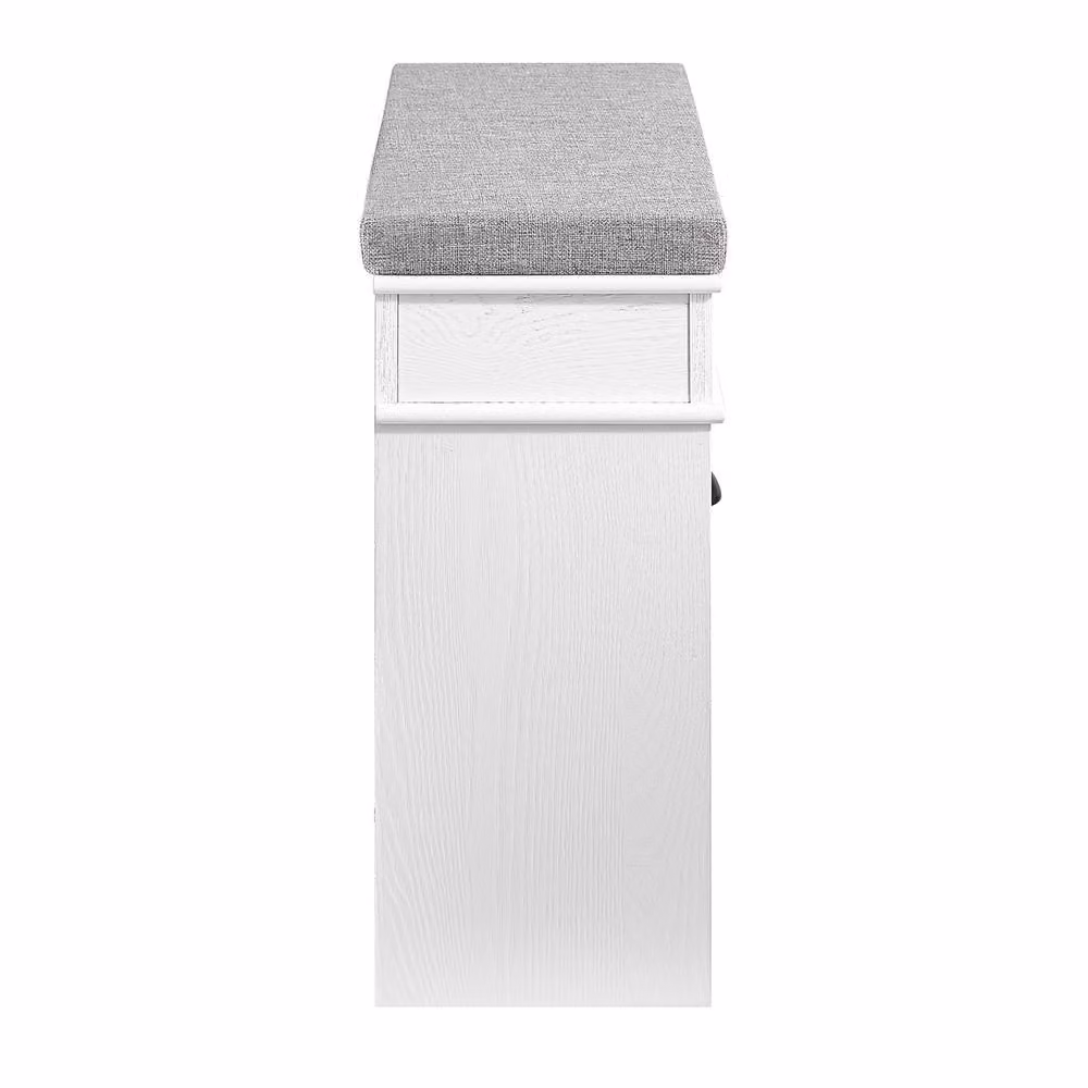 SoBuy Slim Off-White Shoe Cabinet with Flip-Down Storage for Hallways – 2